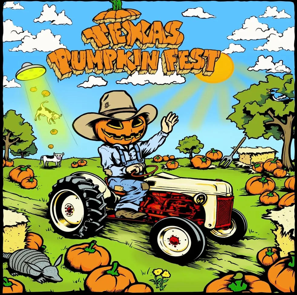 Pumpkin Farmer riding a tractor